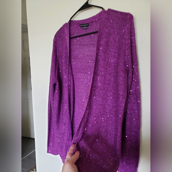 NWOT Elegant sparkled fuchsia cardigan - Picture 8 of 14